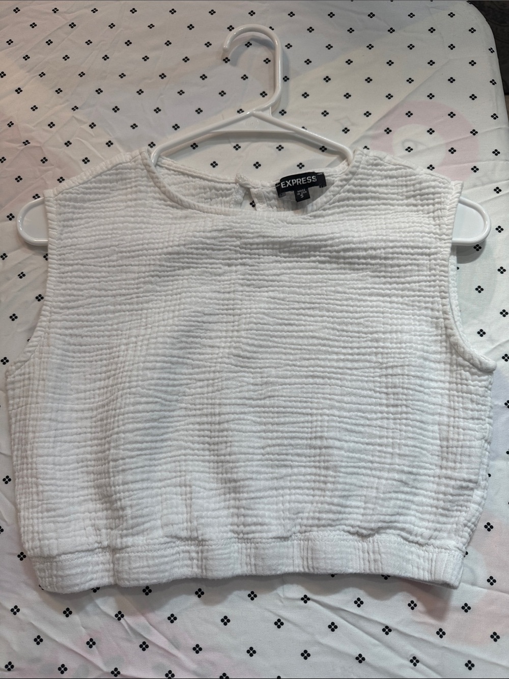 Express White Textured Cropped Tank